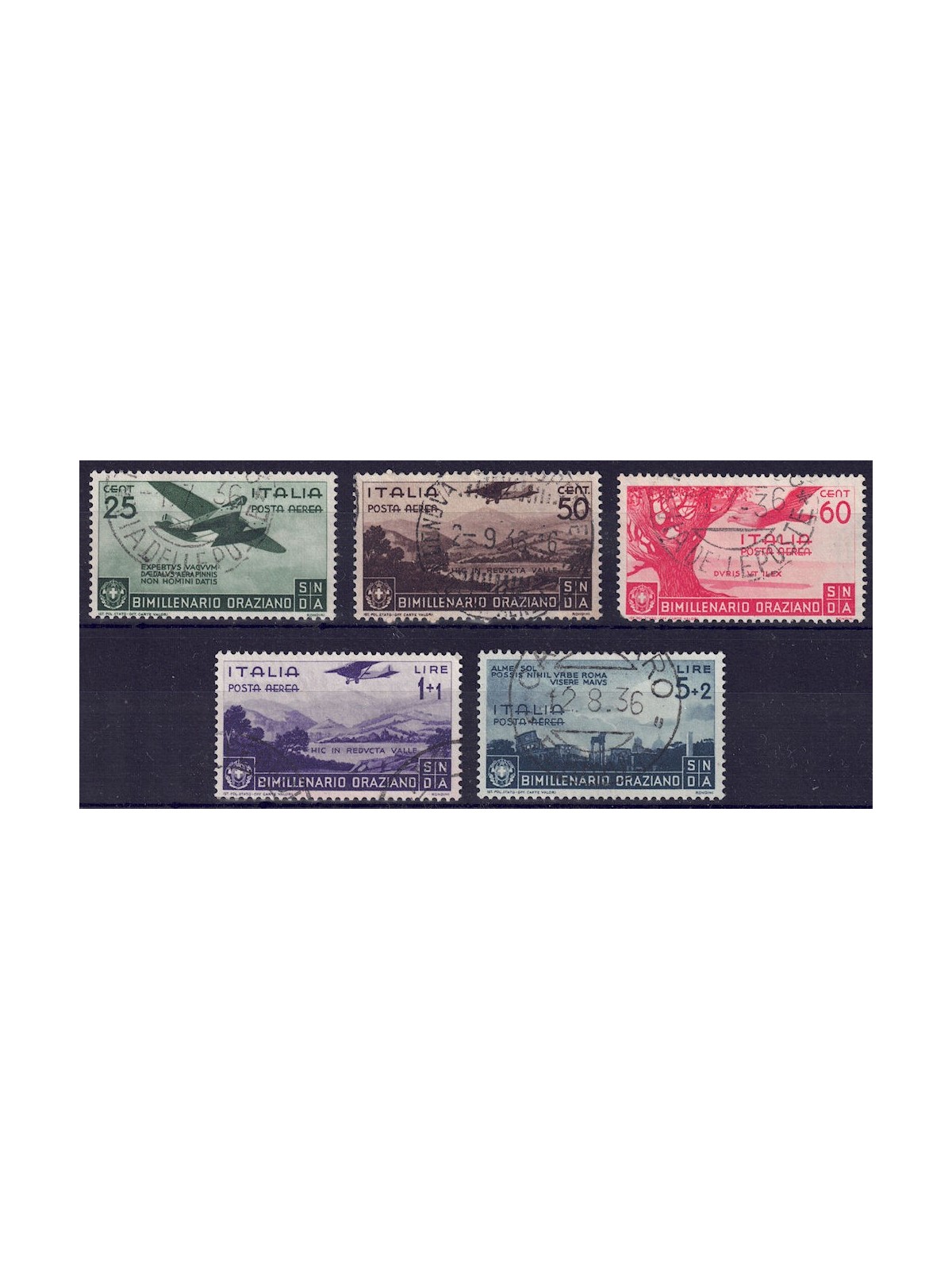 ITALY KINGDOM 1936 Bimillennium Horace (airmail) 5v us