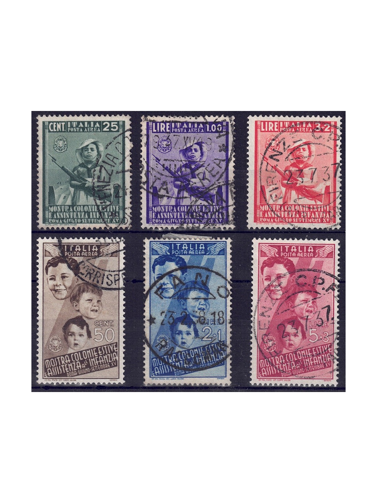 ITALIA REGNO 1937 Colonie estive (posta aerea) 6v us
