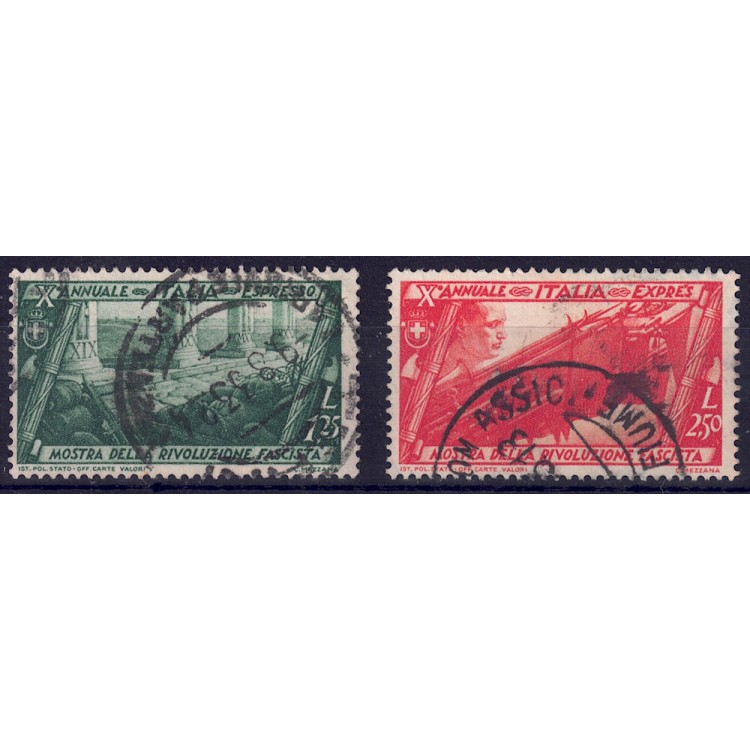 ITALY KINGDOM 1932 Tenth anniversary march on Rome, 2v US express