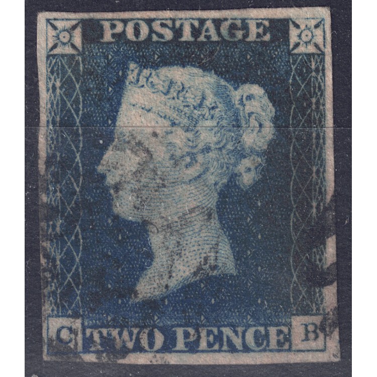 GRAN BRETAGNA 1840 Effigie della Regina Vittoria (2p azzurro) us ©