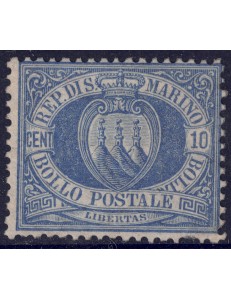 SAN MARINO 1877-90 10c oltremare MH*