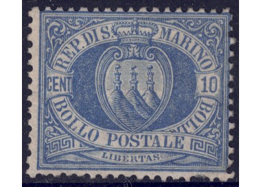 SAN MARINO 1877-90 10c oltremare MH*