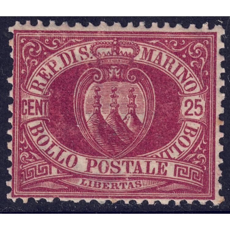 SAN MARINO 1877-90 25c bruno lacca MH*