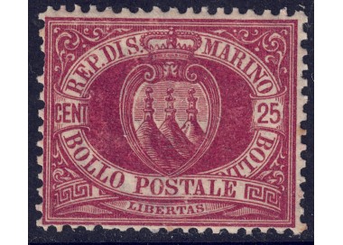 SAN MARINO 1877-90 25c bruno lacca MH*