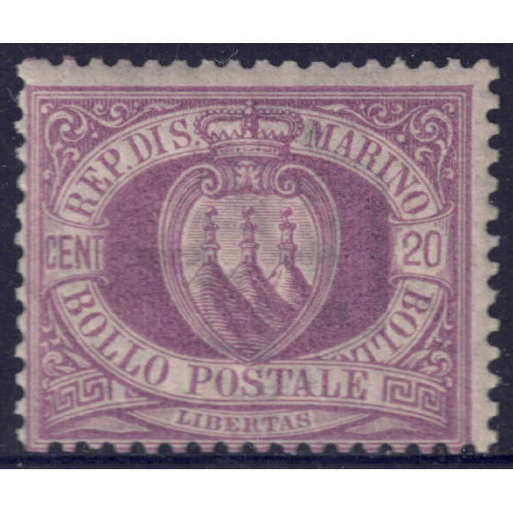 SAN MARINO 1894-99 20c lilla viola MH*