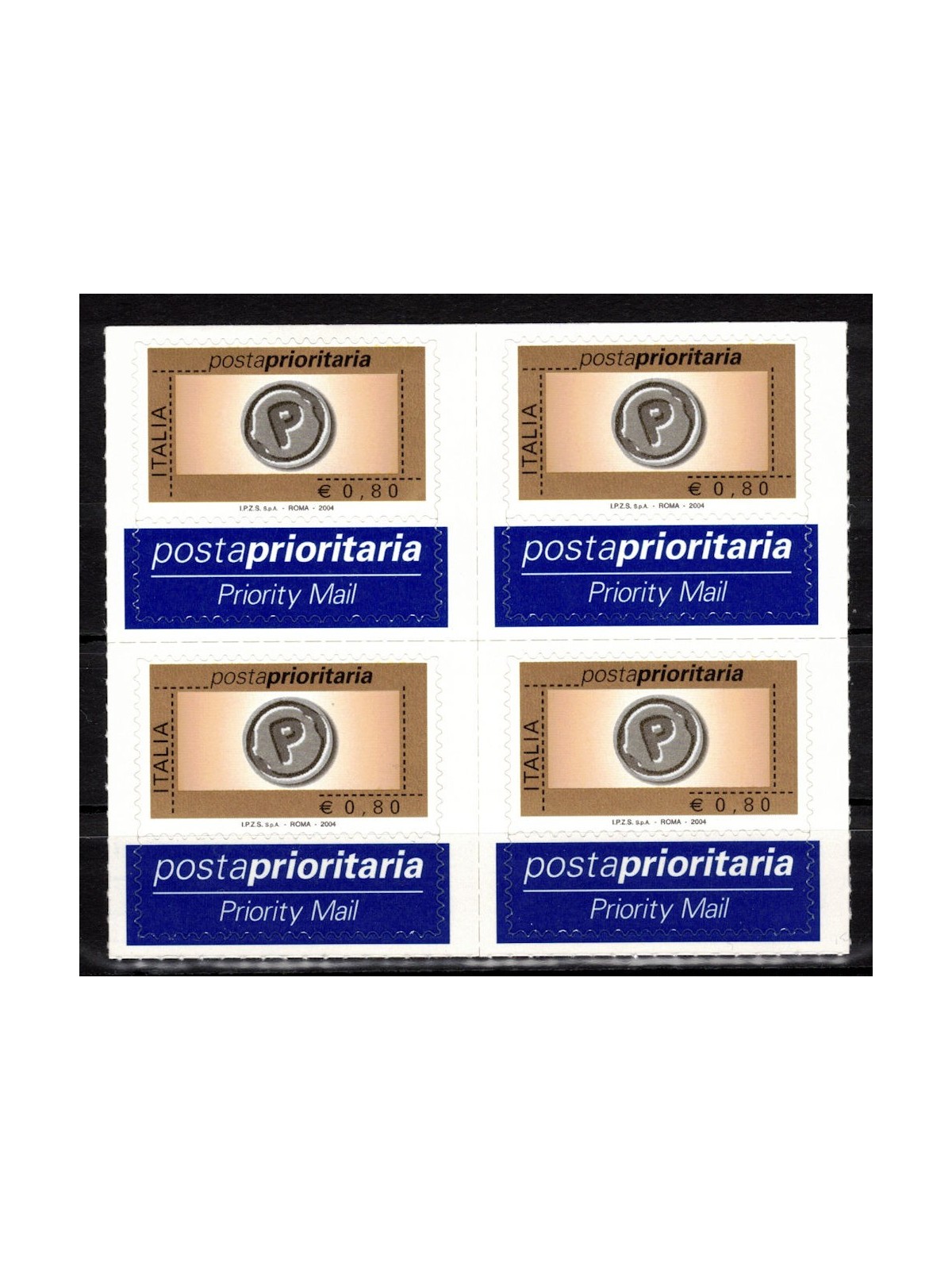 ITALIA 2004 Posta Prioritaria € 0,80 B in quartina MNH**