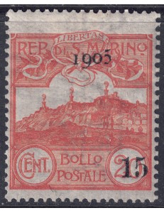 SAN MARINO 1905 View of San Marino overprinted MH*