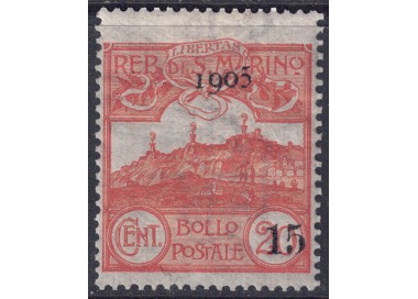 SAN MARINO 1905 Veduta di San Marino soprastampato MH*