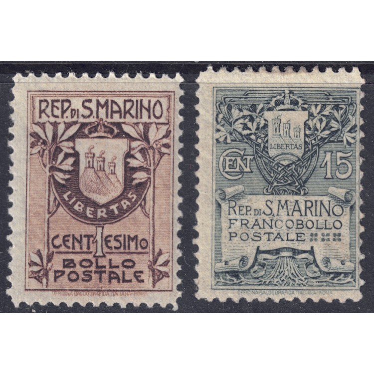 SAN MARINO 1907 Coat of Arms 2v MH*