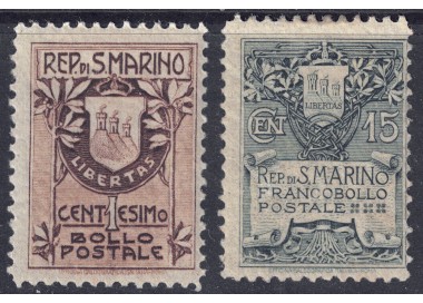 SAN MARINO 1907 Coat of Arms 2v MH*