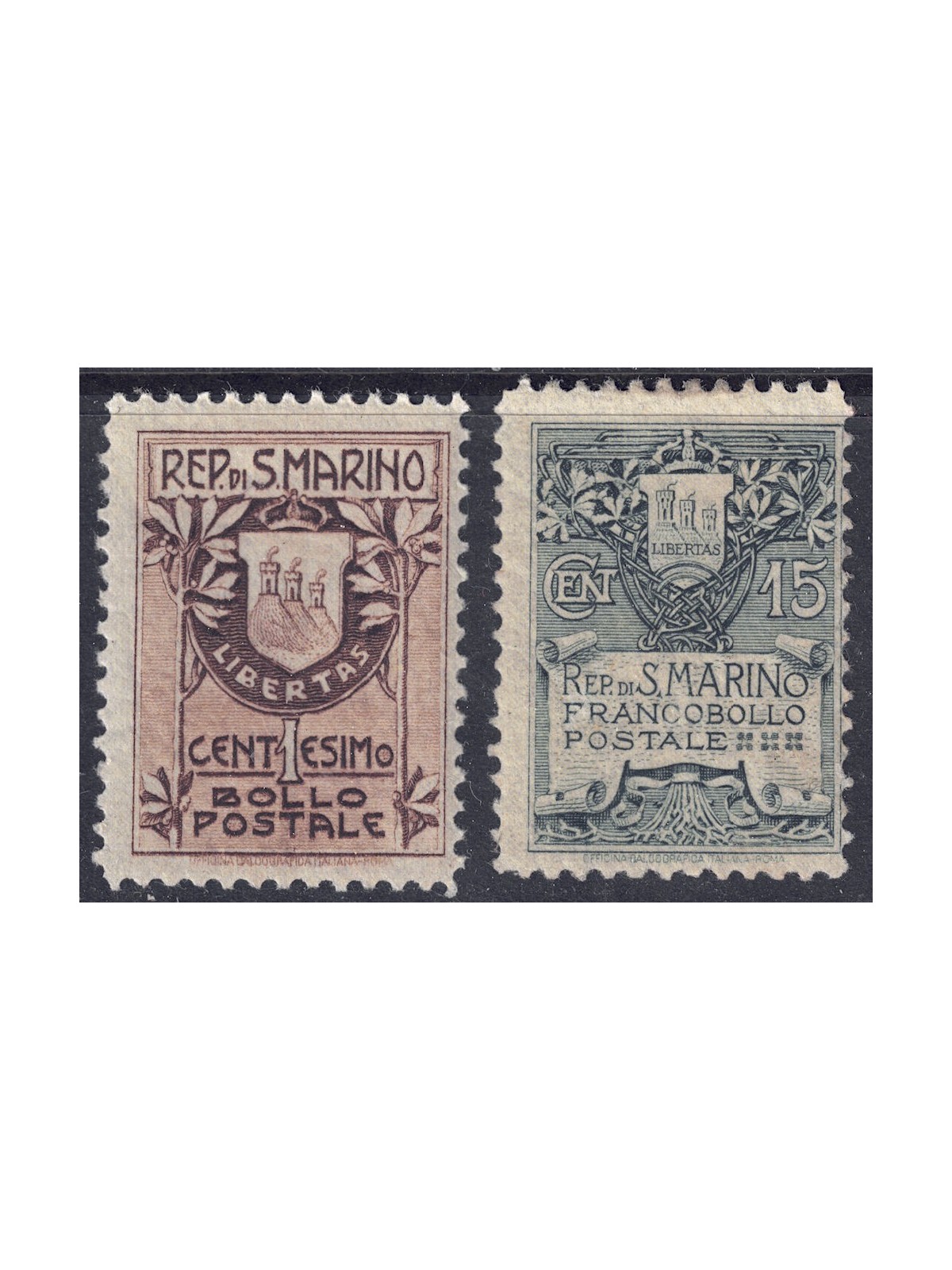 SAN MARINO 1907 Coat of Arms 2v MH*