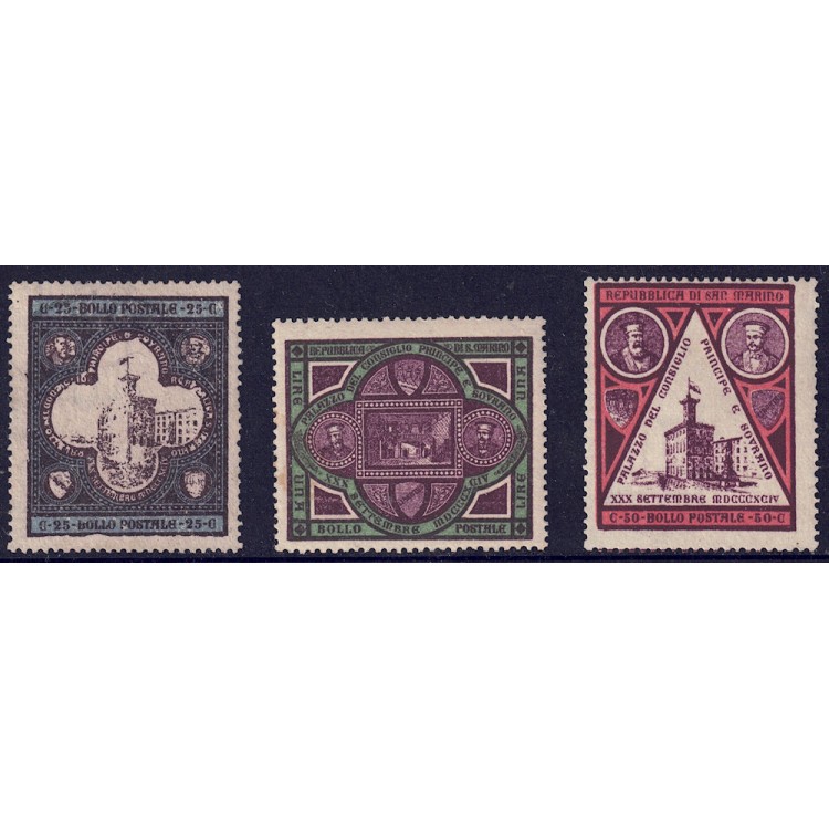 SAN MARINO 1894 Government Building 3v MH*