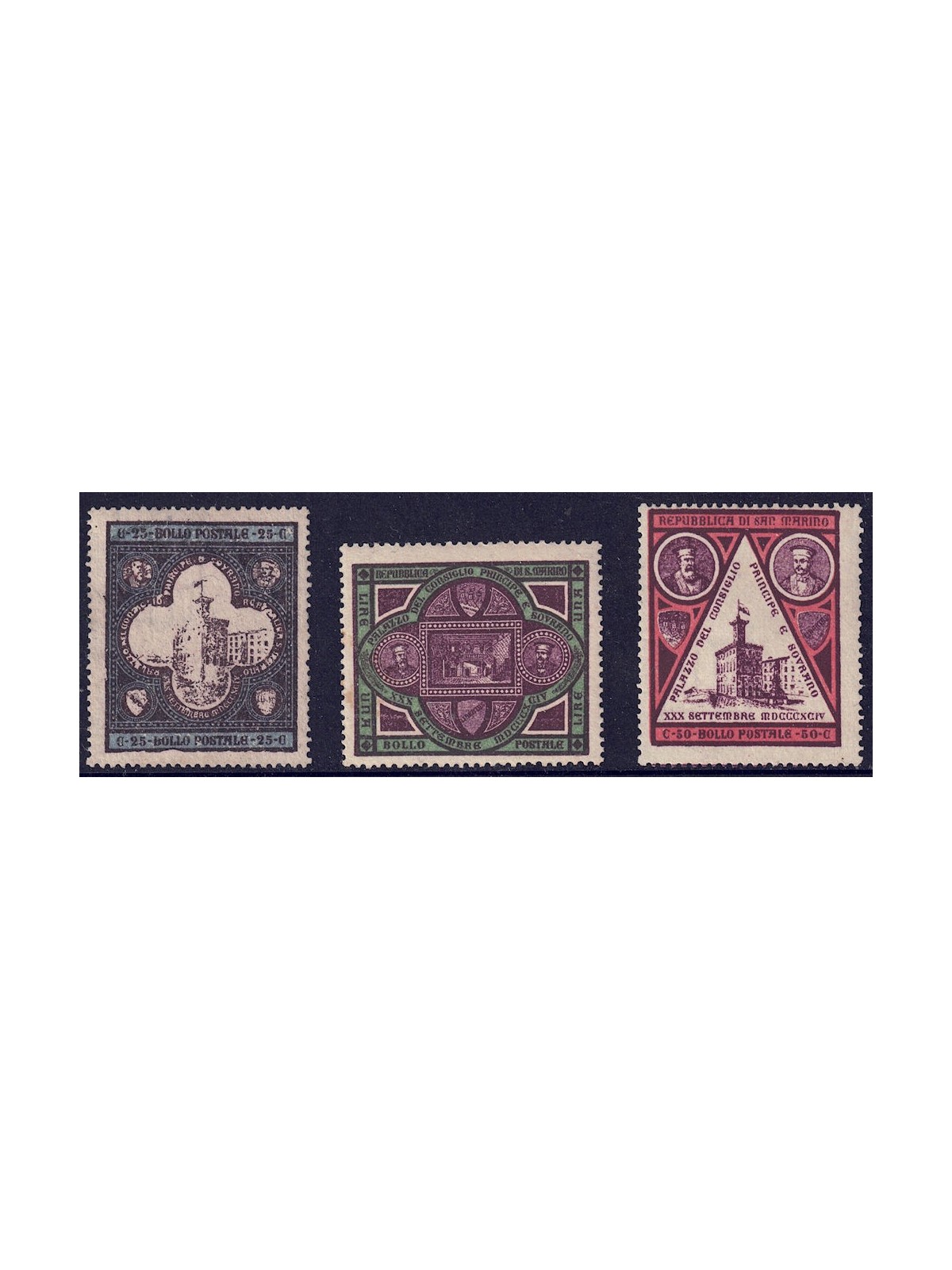 SAN MARINO 1894 Government Building 3v MH*