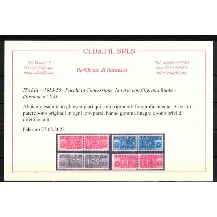 ITALY 1953 Concession parcels 4v MNH**