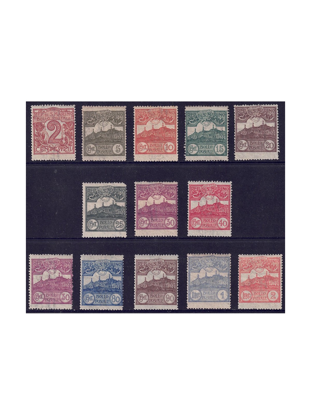 SAN MARINO 1921-23 Cifra o veduta di San Marino 13v MH*