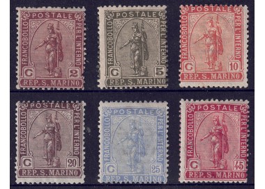 SAN MARINO 1922 Statua della Libertà (Servizio interno) 6v MH*