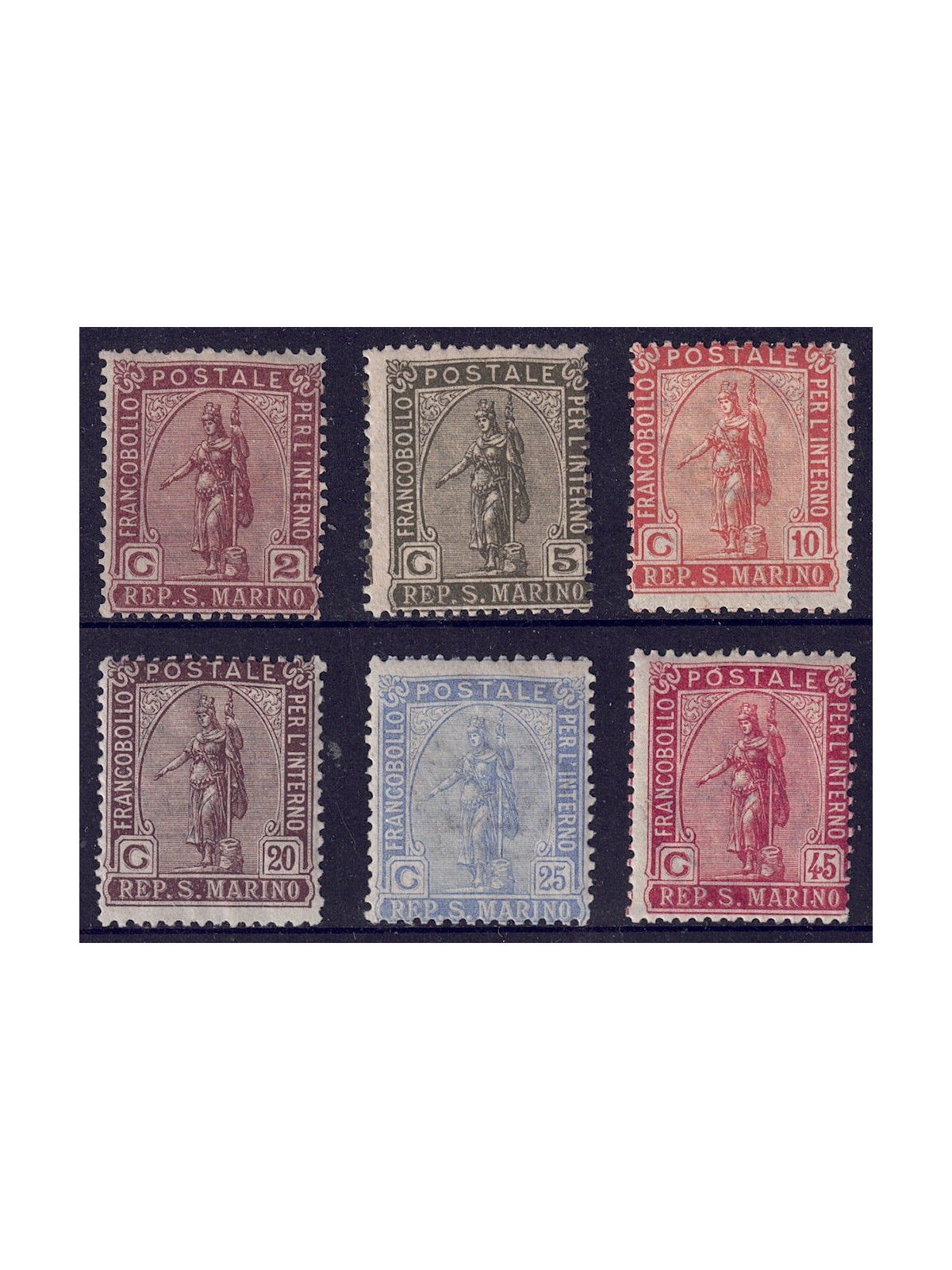 SAN MARINO 1922 Statue of Liberty (Domestic Service) 6v MH*