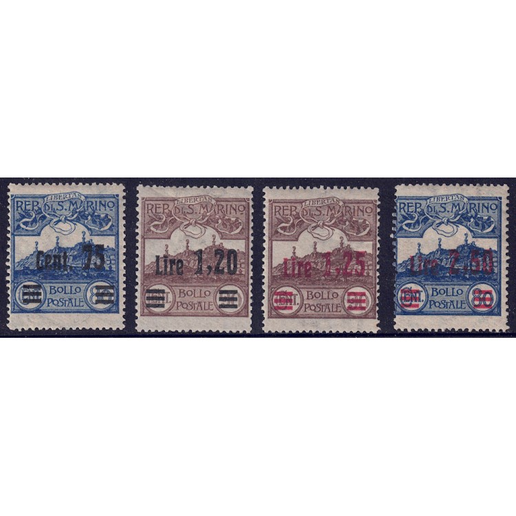 SAN MARINO 1926 View of San Marino, overprinted 4v MH*