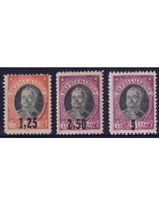 SAN MARINO 1927 Antonio Onofri, soprastampati 3v MH*
