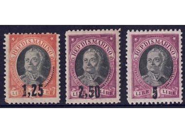 SAN MARINO 1927 Antonio Onofri, soprastampati 3v MH*