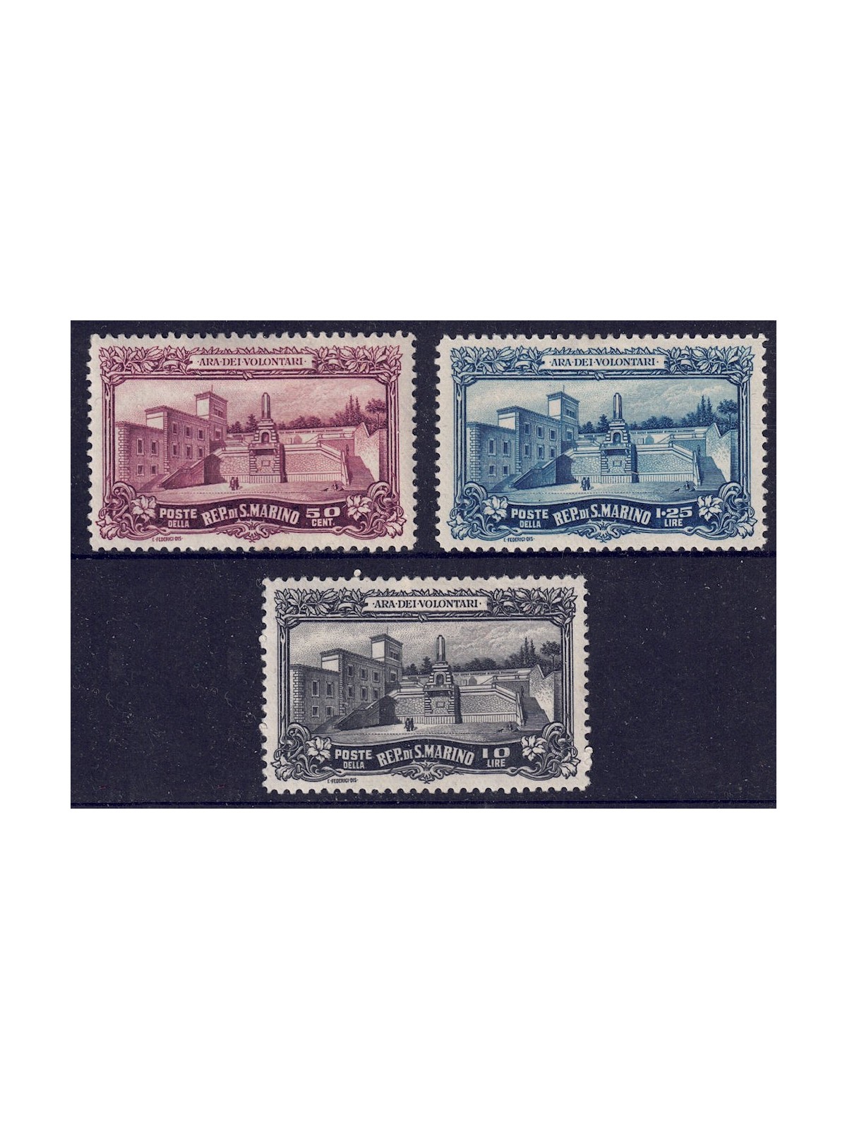 SAN MARINO 1927 Altar of the Volunteers 3v MH*