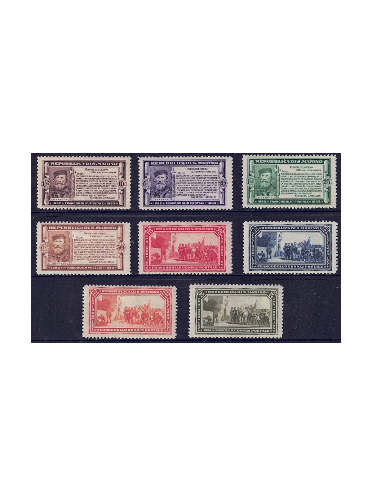 SAN MARINO 1932 Giuseppe Garibaldi 8v MH*
