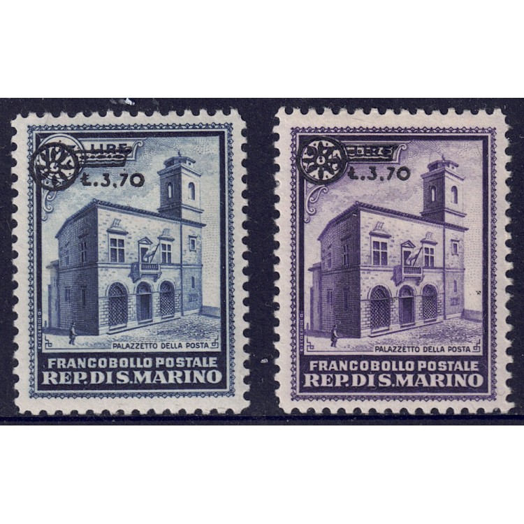 SAN MARINO 1934 Post Office Building, overprinted 2v MH*