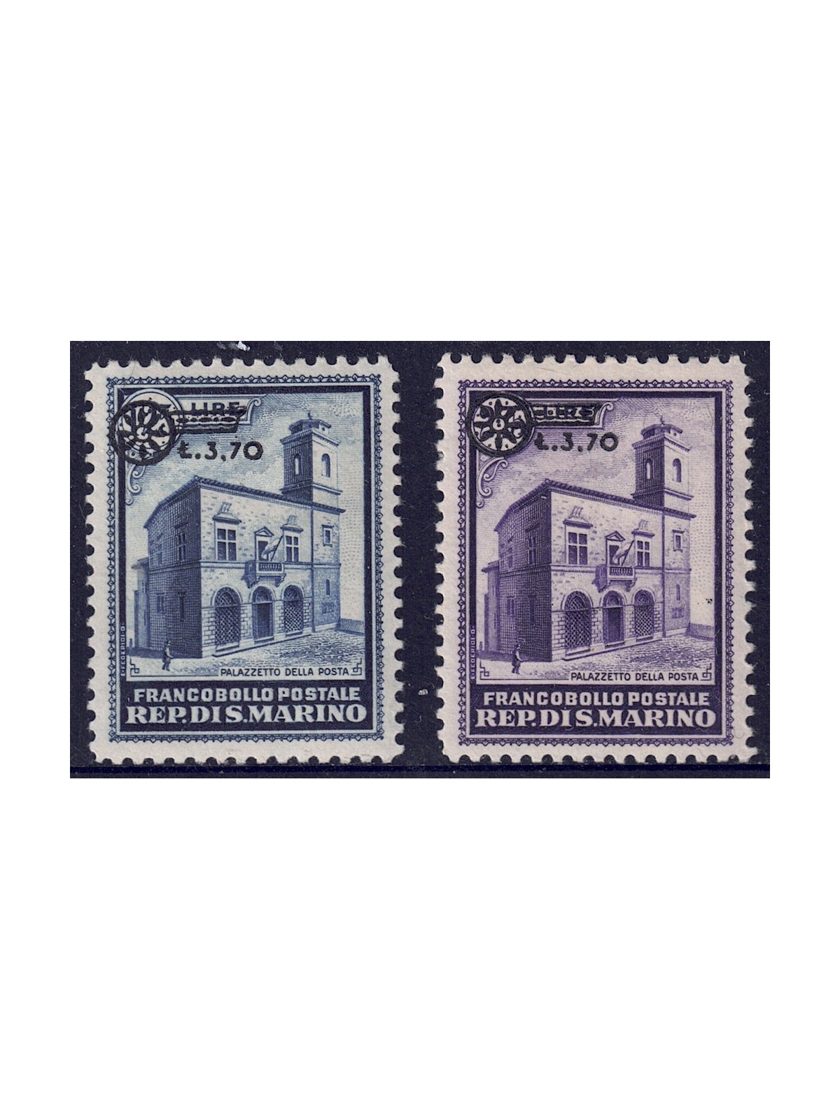 SAN MARINO 1934 Post Office Building, overprinted 2v MH*