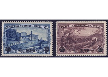 SAN MARINO 1936 Saint Francis (overprinted) 2v MH*