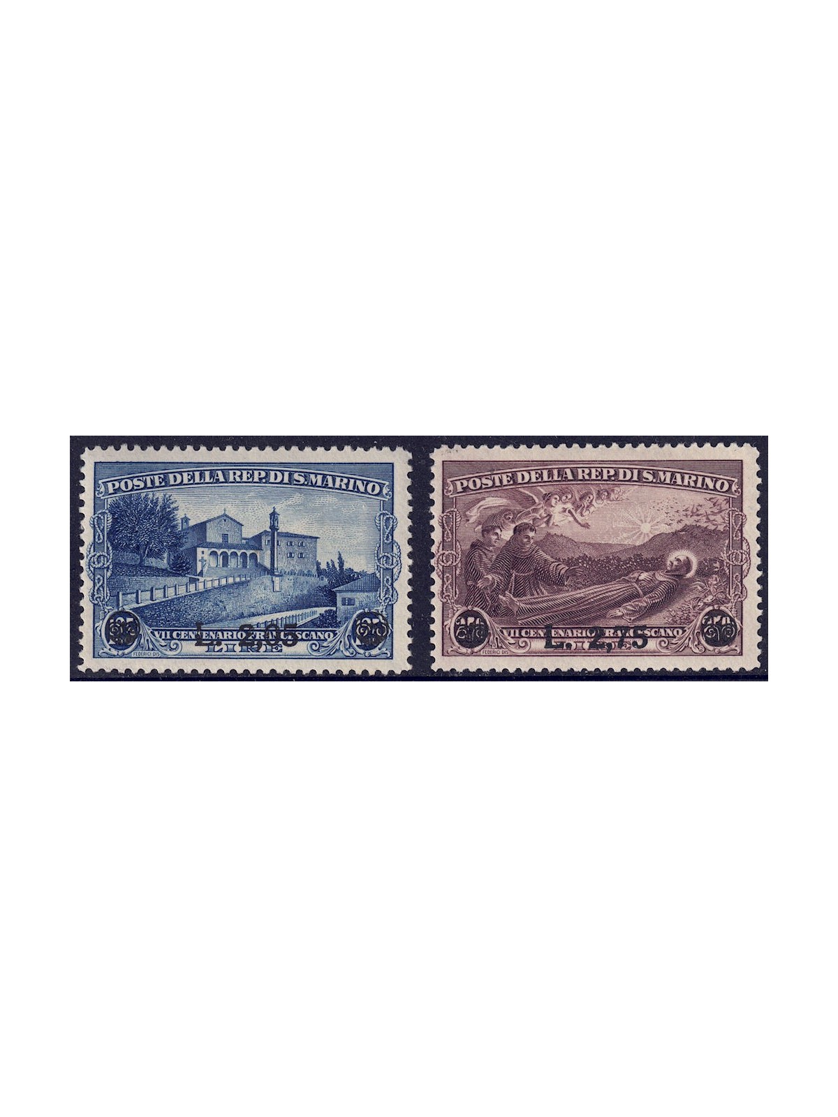 SAN MARINO 1936 San Francesco (soprastampati) 2v MH*