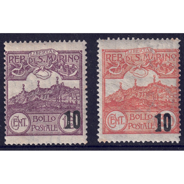 SAN MARINO 1941 Veduta, soprastampati 2v MH*