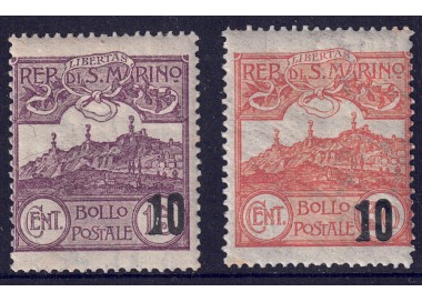 SAN MARINO 1941 View, overprinted 2v MH*