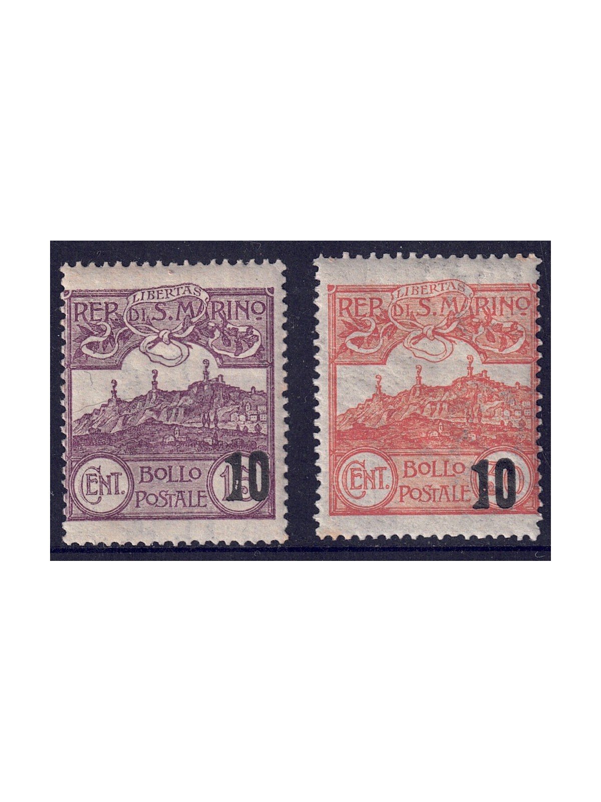 SAN MARINO 1941 View, overprinted 2v MH*