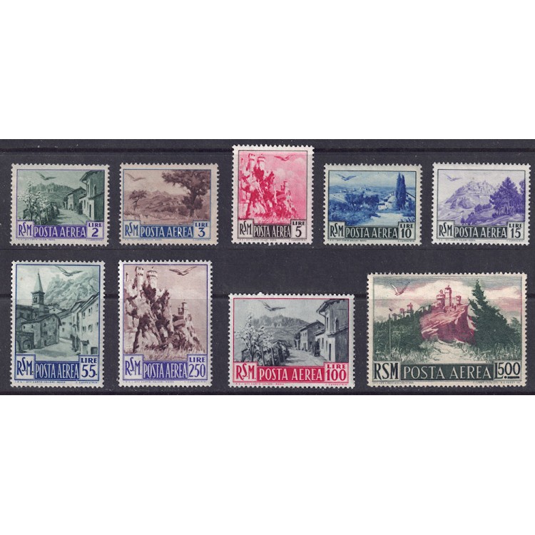 SAN MARINO 1950 Vedute (posta aerea) 9v MNH**