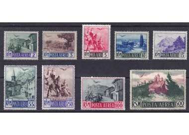 SAN MARINO 1950 Views (airmail) 9v MNH**