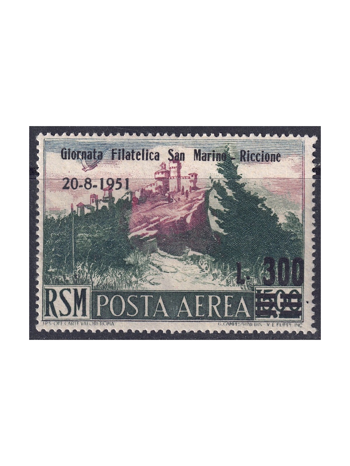 SAN MARINO 1951 Giornata filatelica (posta aerea) MH*