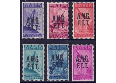 TRIESTE A 1947 Invention of the radio (airmail) 6v MNH**