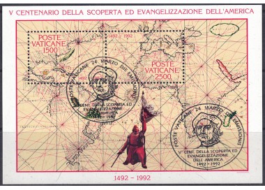 VATICAN 1992 Evangelization and discovery of America s/s us