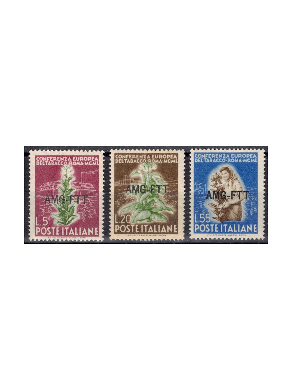 TRIESTE A 1950 Tobacco Conference 3v MNH**
