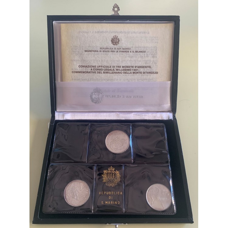 SAN MARINO 1981 Virgil Triptych, 3 Silver Coins UNC