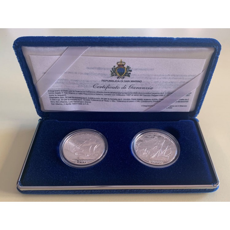 SAN MARINO 1997 Commemorative Coins Great Navigators Giovanni Caboto and Vasco Da Gama.