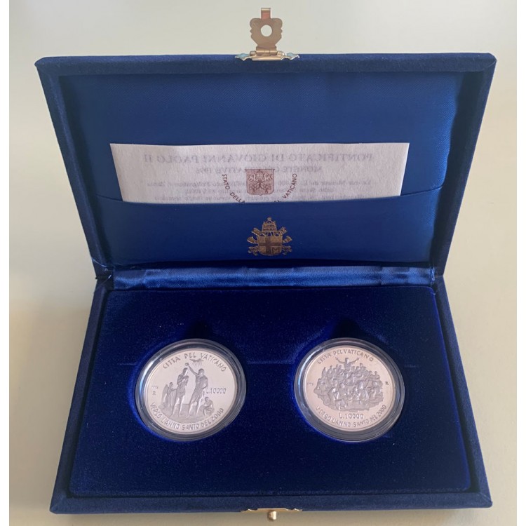 VATICAN 1996 Diptych of silver coins of L.10,000 Towards the Holy Year of 2000 FS