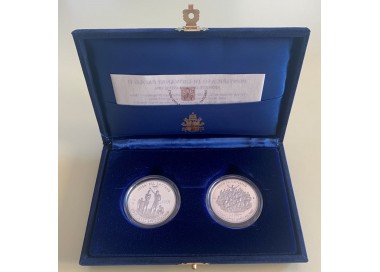 VATICANO 1996 Dittico di monete in argento da L.10.000 Verso l'anno Santo del 2000 F.S.