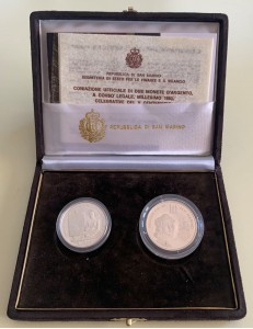 SAN MARINO 1983 Raffaello Sanzio Diptych, L.500 and L.1,000 in Silver