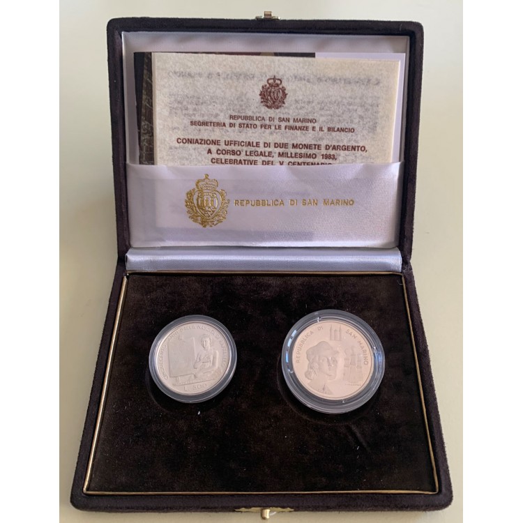 SAN MARINO 1983 Dittico Raffaello Sanzio, L.500 e L.1.000 in Argento