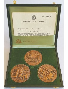 SAN MARINO 1981 - 3 Medaglie in bronzo in Omaggio a Pizzetti. Tiratura 2.000 serie numerate. Numero delle medaglie 0944