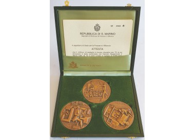 SAN MARINO 1981 - Three bronze medals in homage to Pizzetti. Limited to 2,000 numbered sets. Medal number 0944.