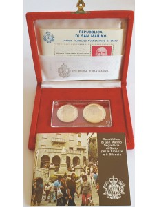 SAN MARINO 1982 Dittico Garibaldi, 2 Monete in Argento Proof