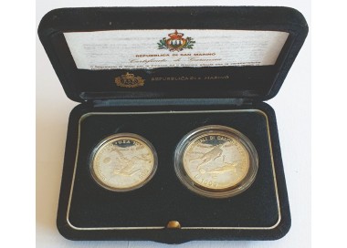 SAN MARINO 1994 Dittico Mondiali di calcio USA '94, 2 Monete in Argento Proof