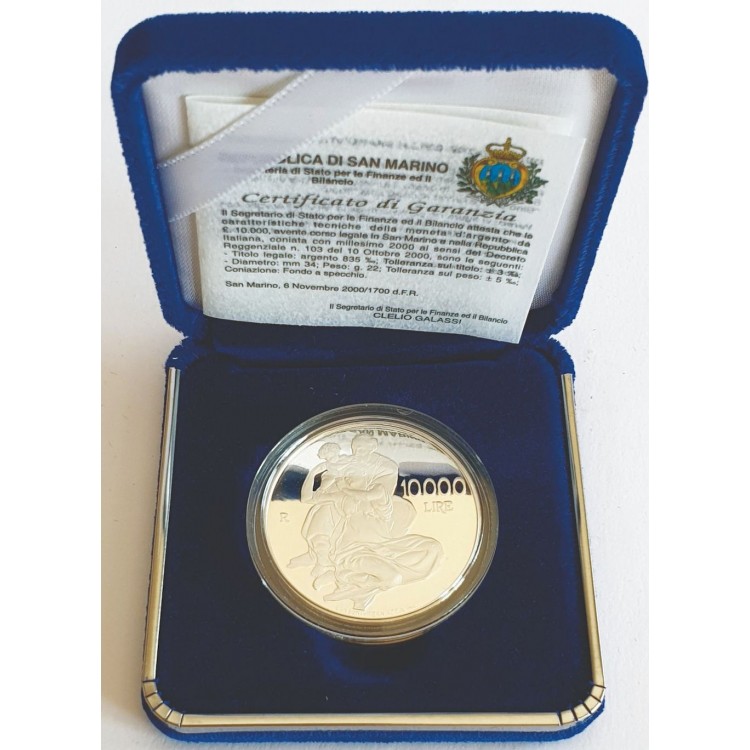 SAN MARINO 2000 Bimillennium Coin of the Birth of Jesus in Silver Proof